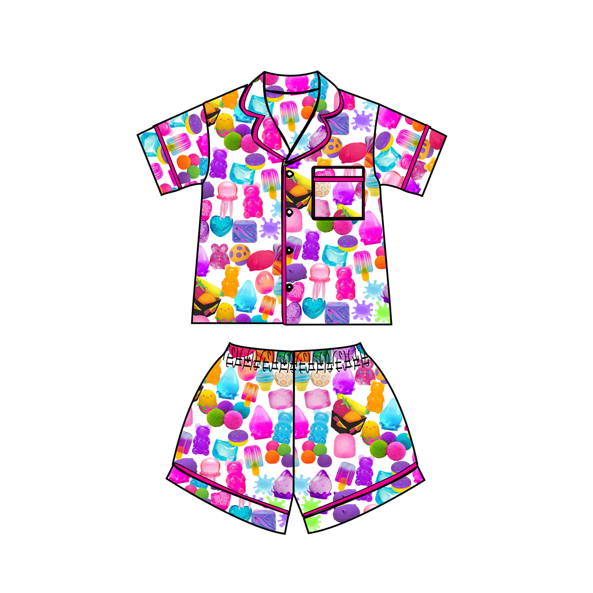 All Things Squishy Print Satin PJs