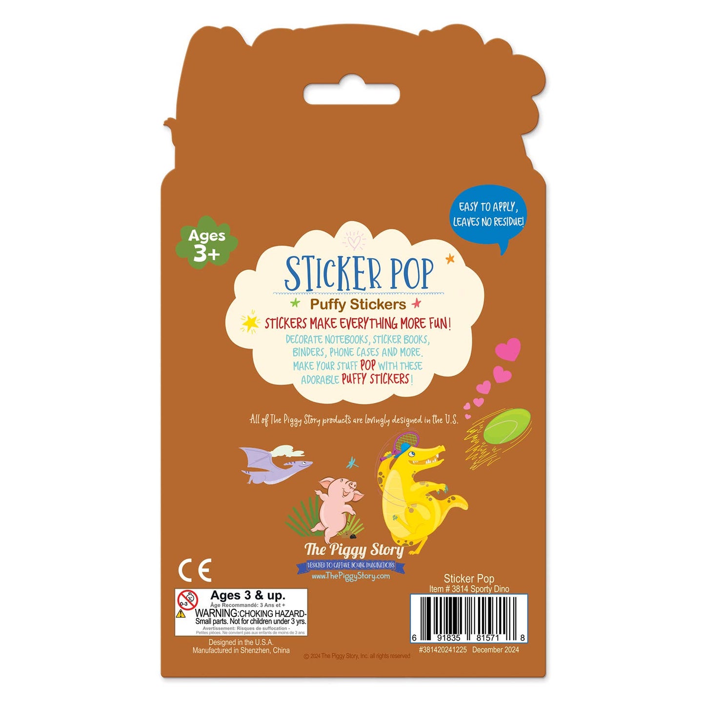 Sporty Dinos Sticker Pop Puffy Stickers