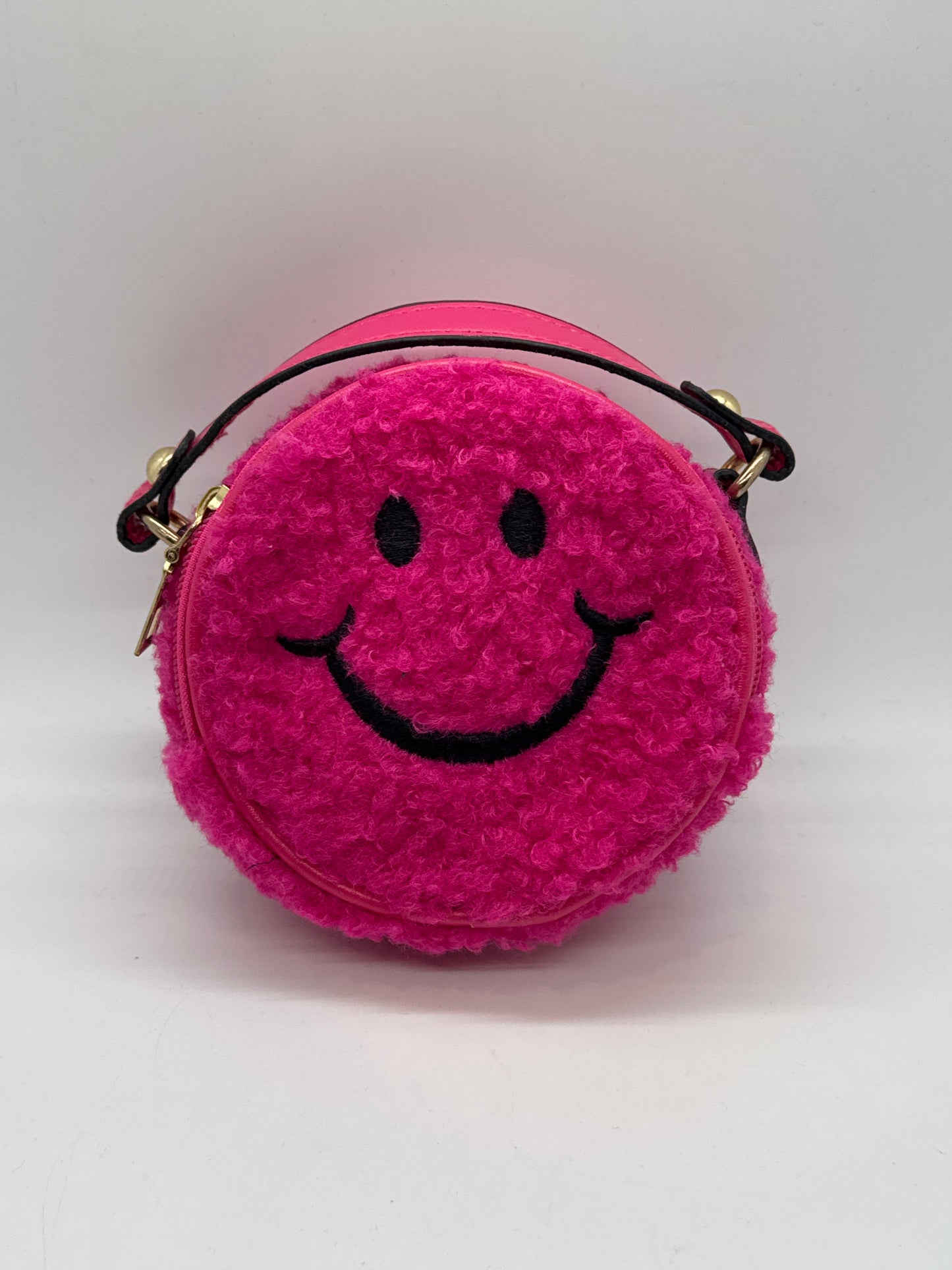 Faux Shearling Smiley Purse