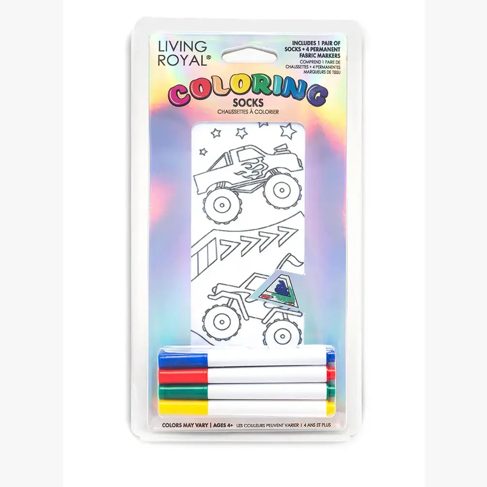 Monster Truck Mania Color your own socks