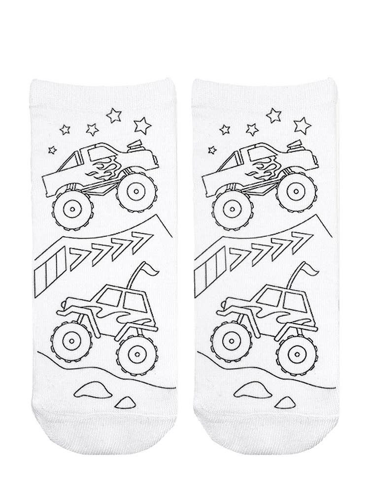 Monster Truck Mania Color your own socks