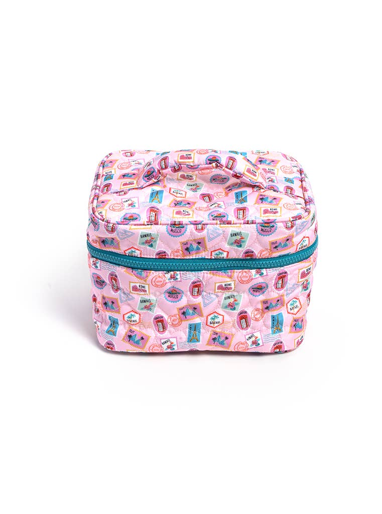 Passport Stamps. Cosmetic Travel Case / Makeup Bag - Passport Stamps