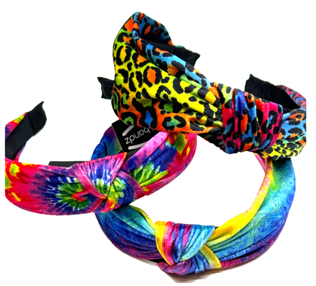 Set of 3 Multicolored Velour Headbands