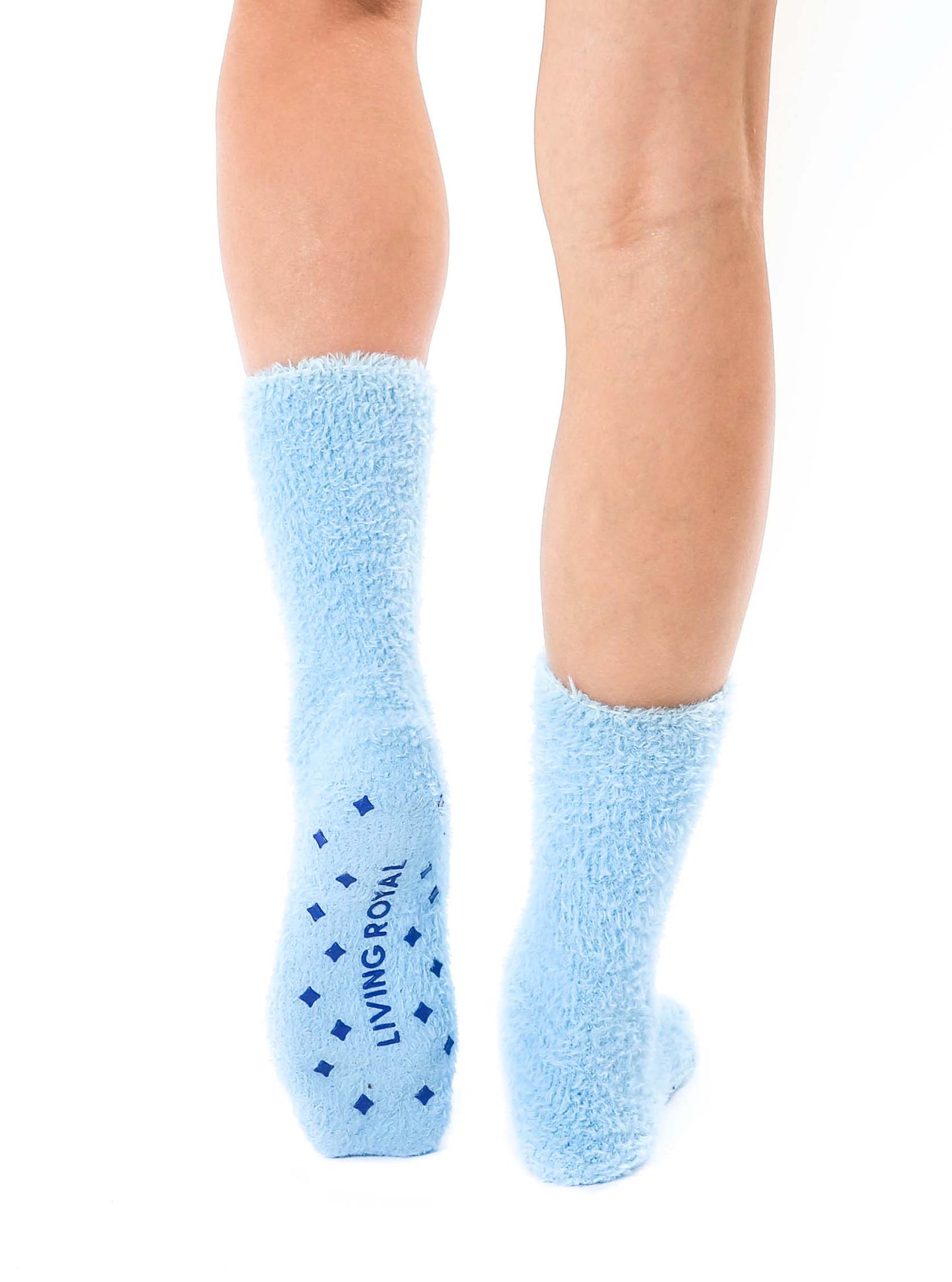 Fuzzy Crew Socks - Protective Evil Eyes - Light Blue