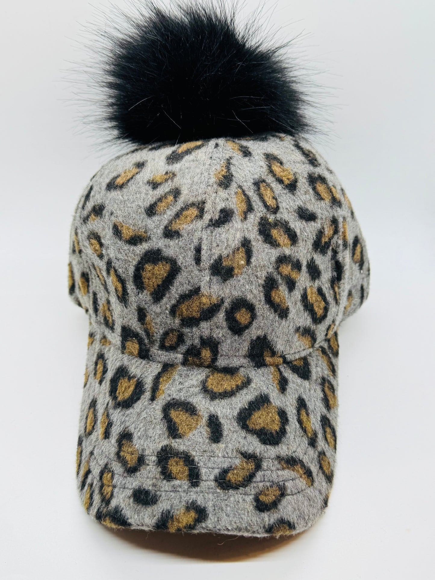 Leopard Print Hat with PomPom