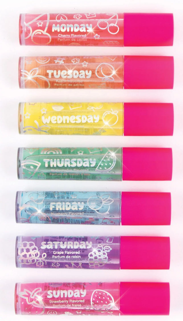 Days of the week lip gloss set