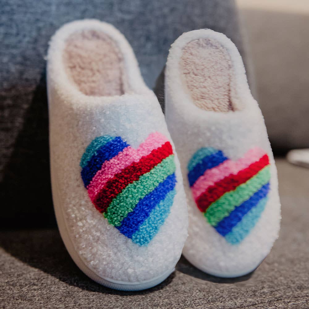 Rainbow Heart Slipper House Shoes