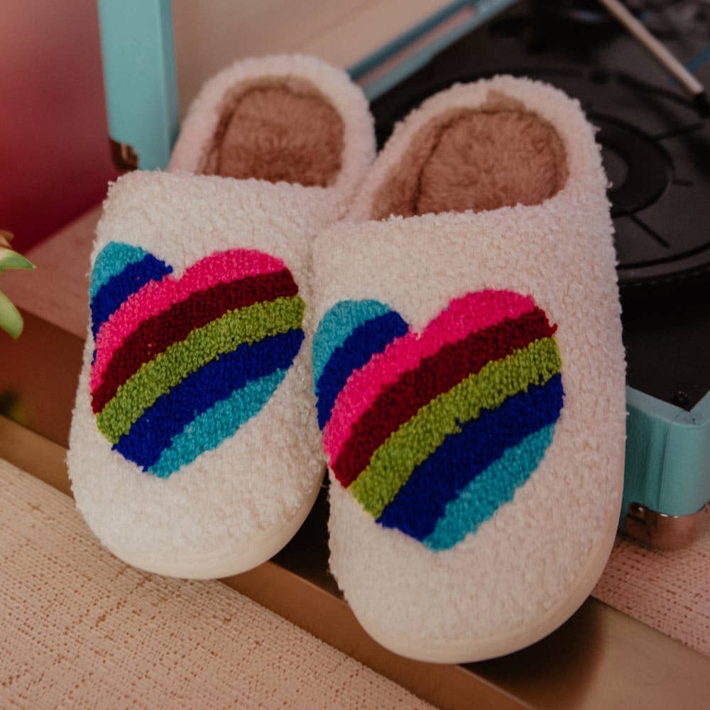 Rainbow Heart Slipper House Shoes