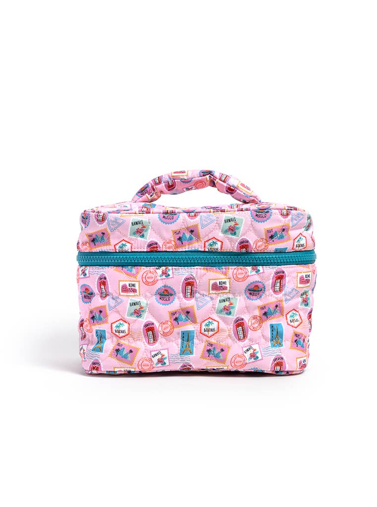 Passport Stamps. Cosmetic Travel Case / Makeup Bag - Passport Stamps