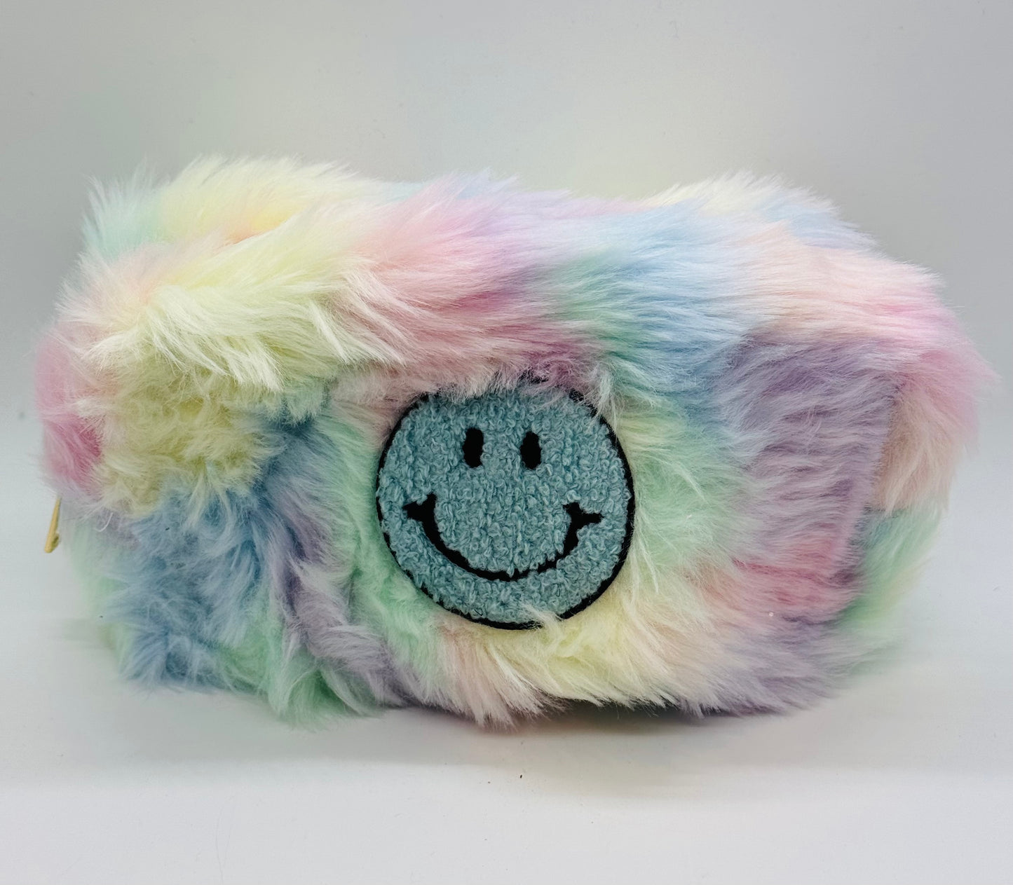 Smiley Faux Fur Cosmetics Bag
