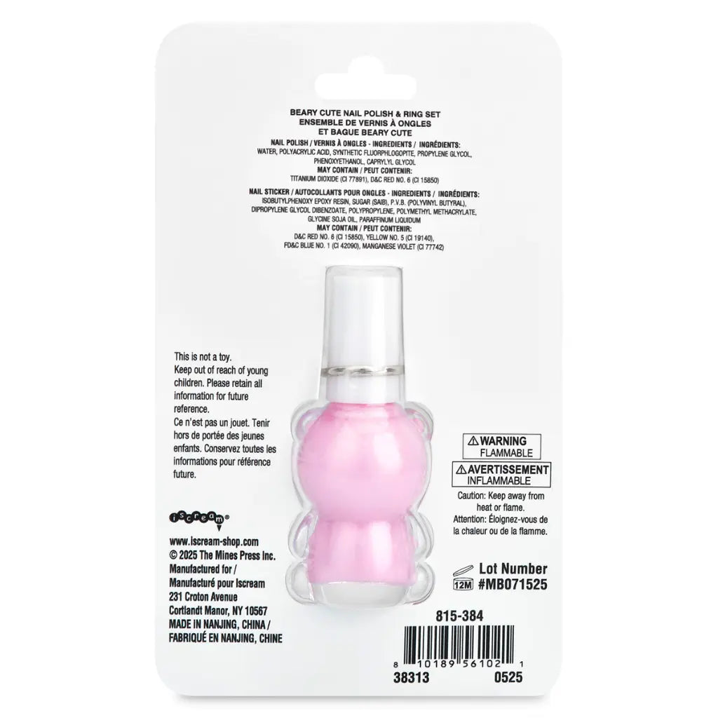 Beary Cute Nail Polish Ring Set