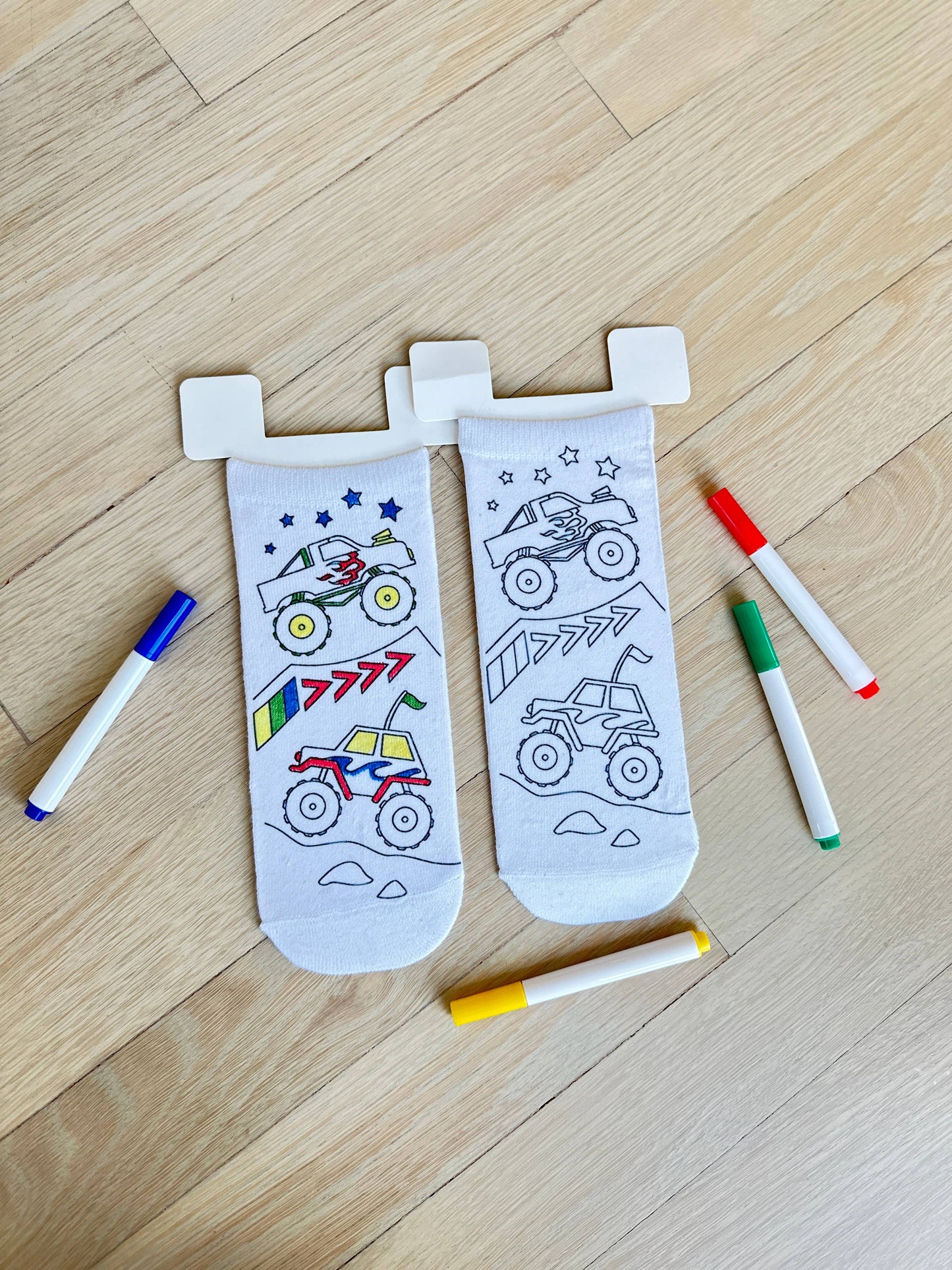 Monster Truck Mania Color your own socks