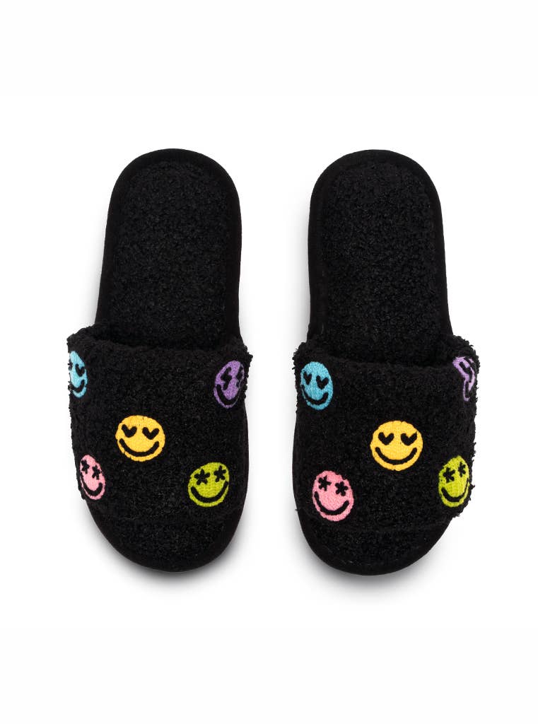 Black Happy Slide Slippers
