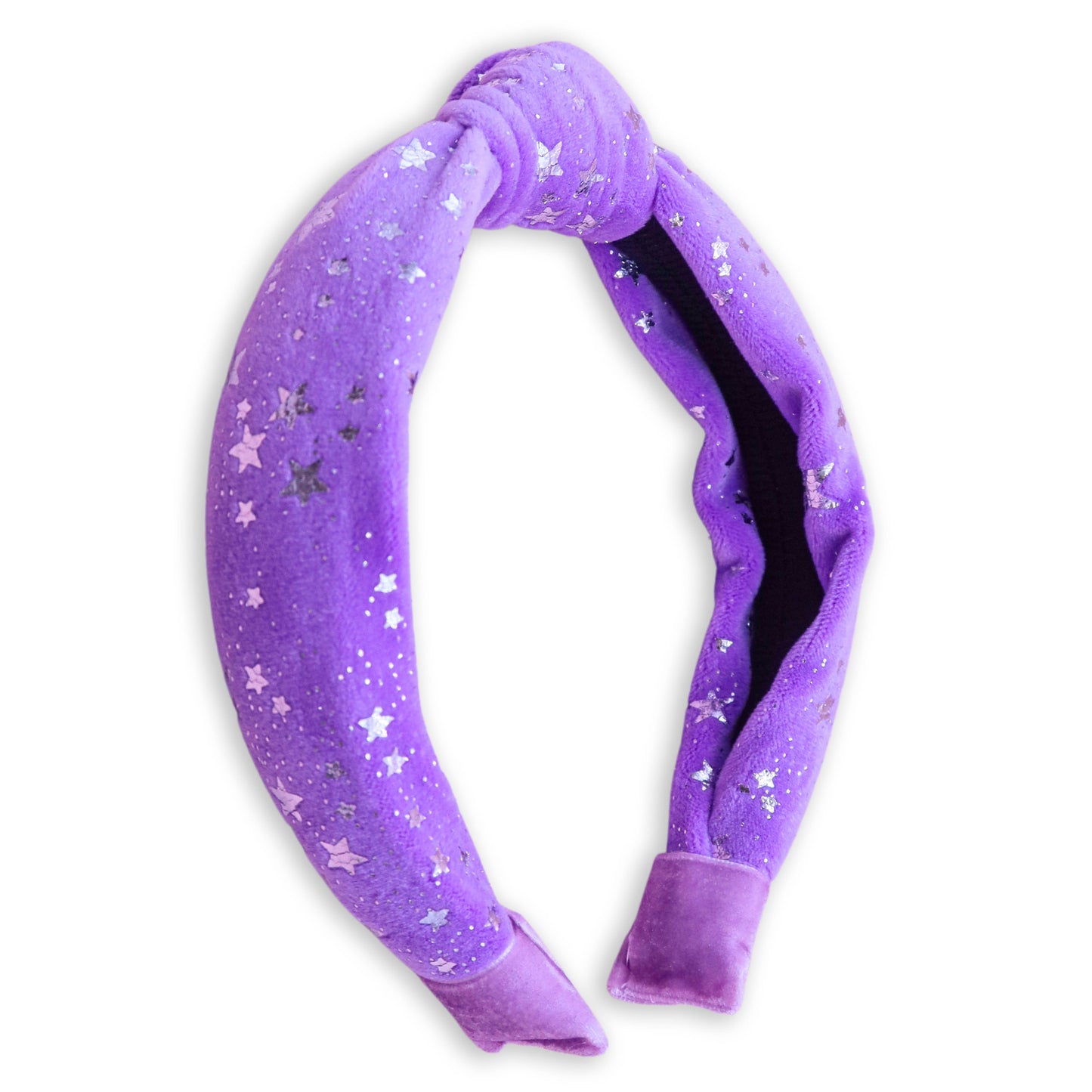 Metallic Star Velvet Knot Headband: Purple