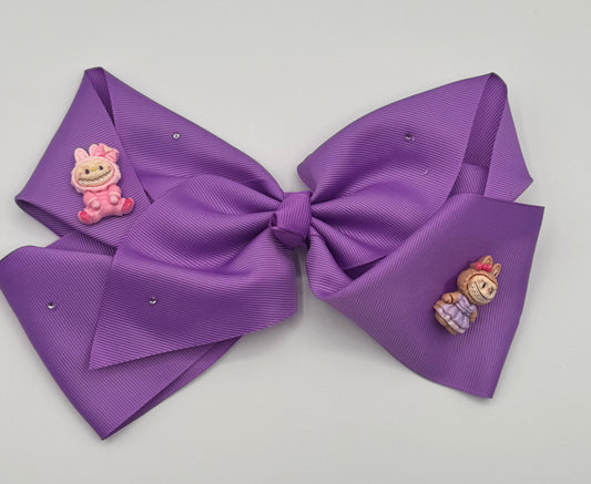 Purple Rhinestone Labubu Bow Hair Clip