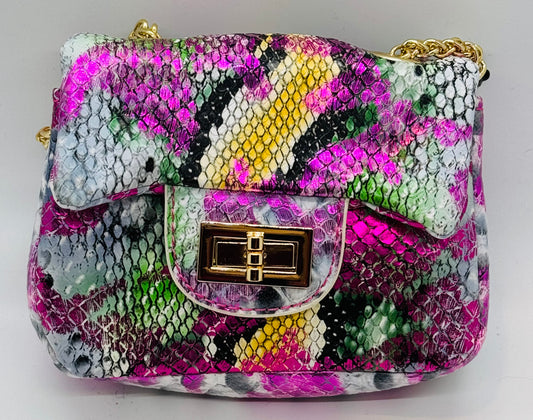 Bella Mini Hot Pink Multicolored Snake Bag