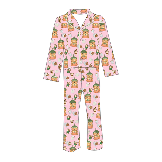 Bear Barista Cup Satin Lounge Set