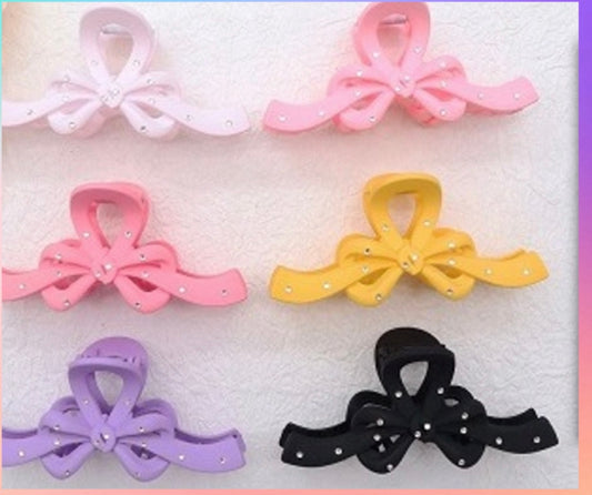 Rhinestone Bow Claw Clip