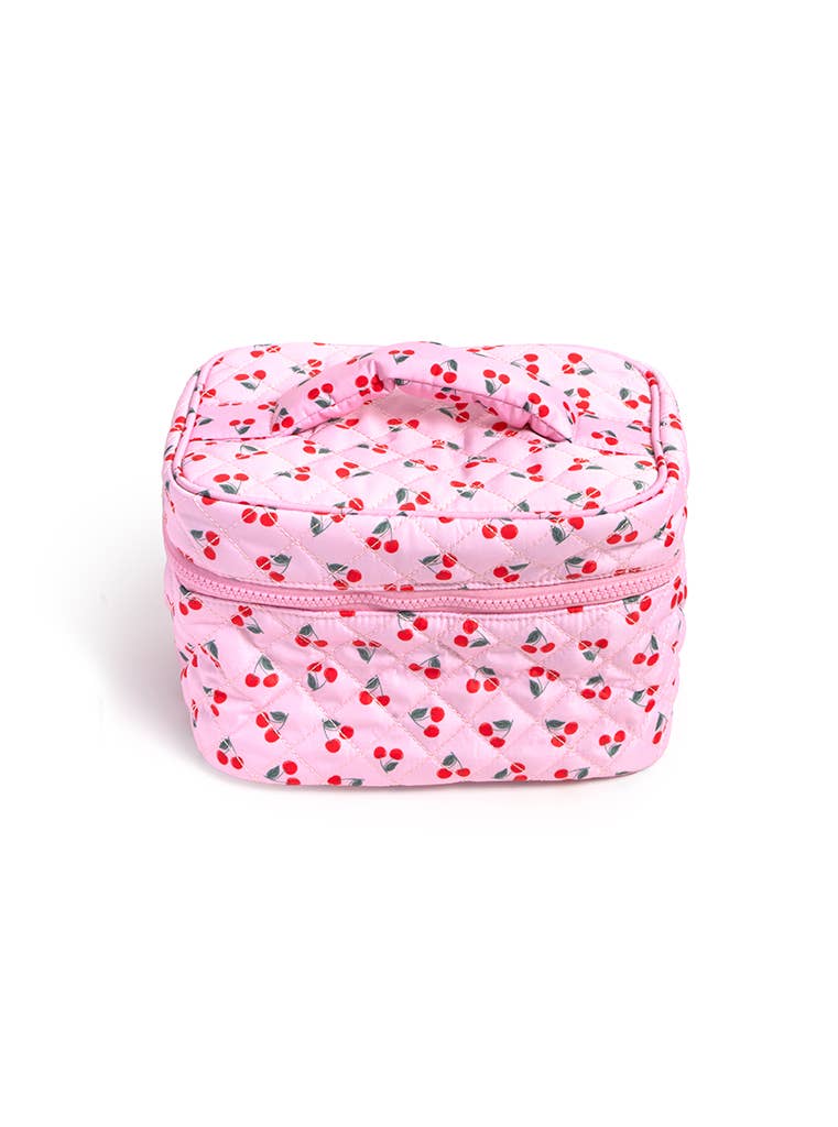 Pink Cosmetic Travel Case / Makeup Bag Cherries