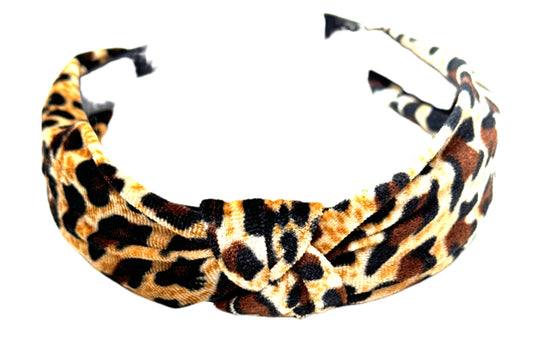 Velour animal print headbands