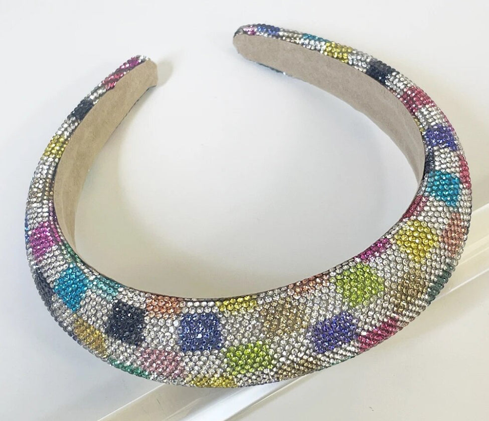 Multi color bling padded headband