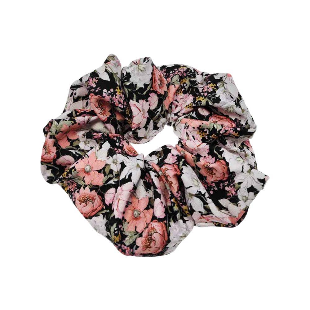 Oversized Floral Bloom Print Scrunchies