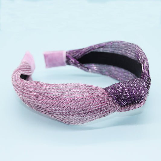 Two-Tone Pleated Knot Headband - Purple