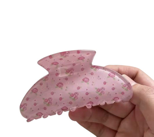 Pink Floral Claw Clip