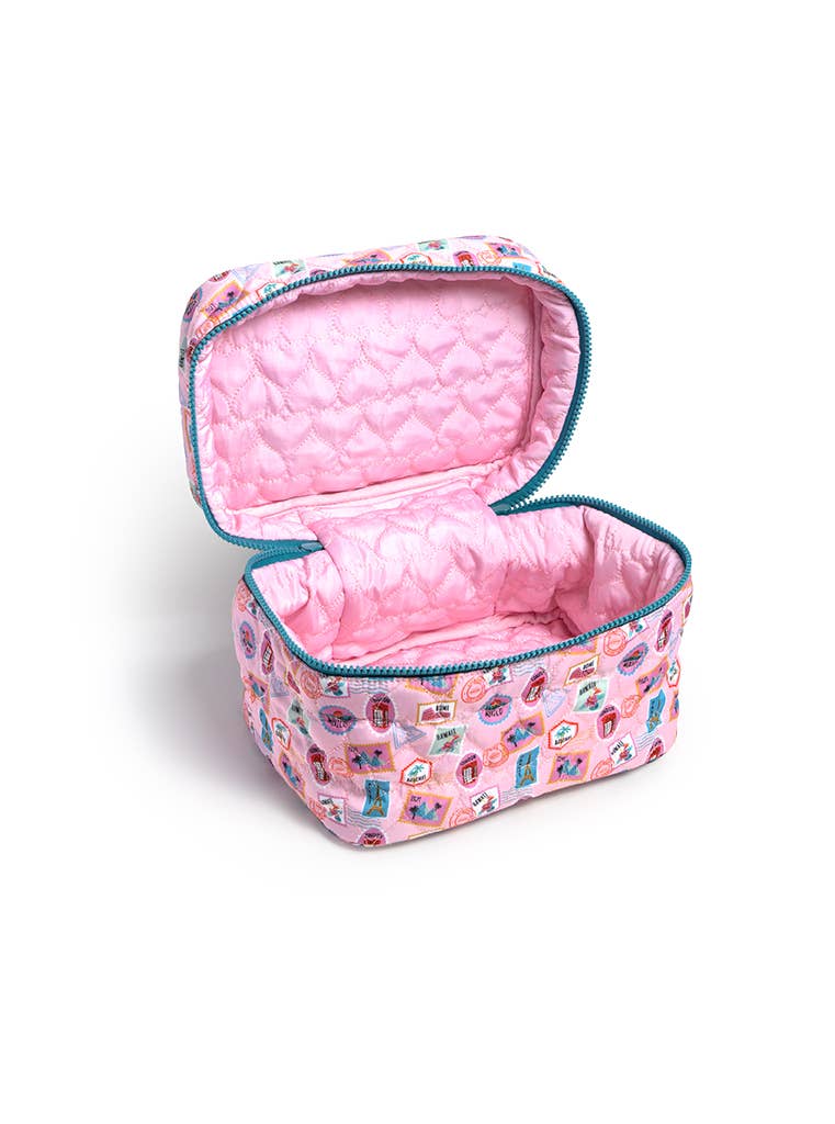 Passport Stamps. Cosmetic Travel Case / Makeup Bag - Passport Stamps