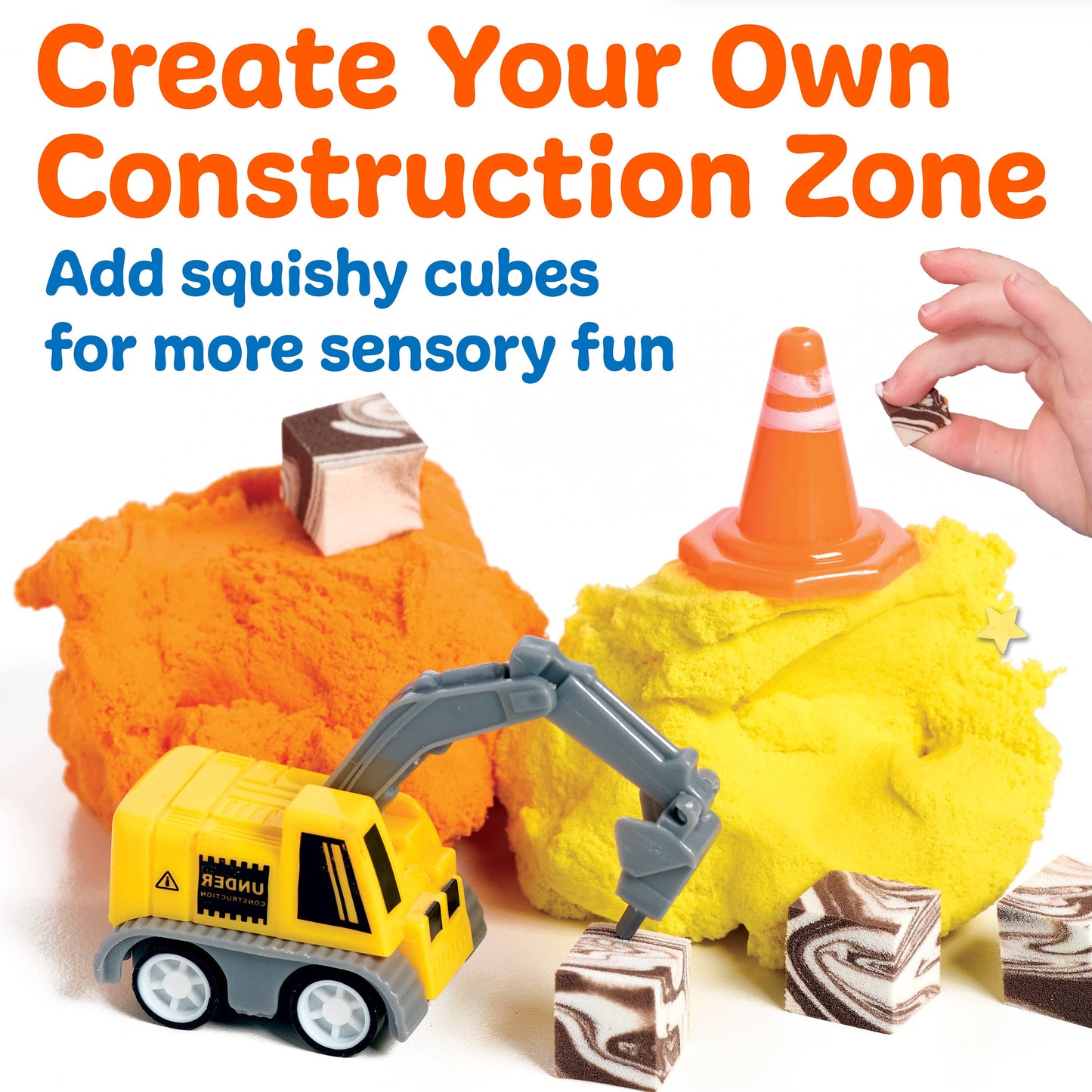 Construction theme sensory mini play kit jar with cloud clay