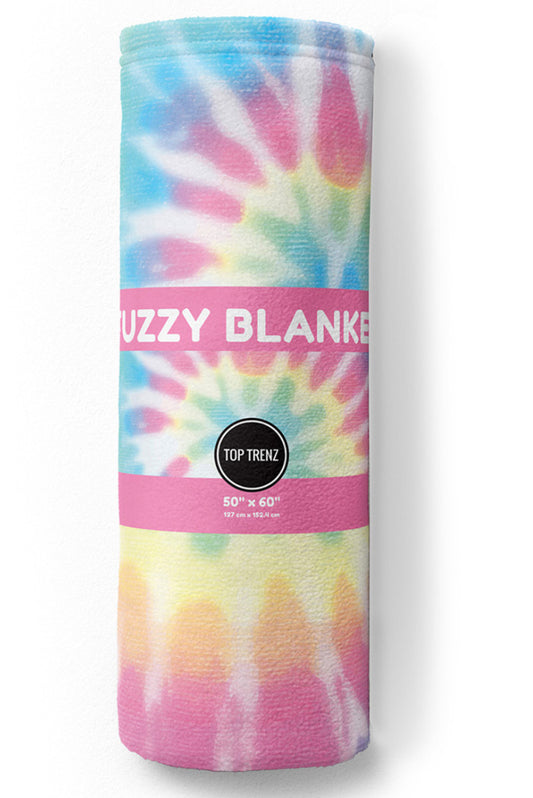 Pastel Tie Dye Fuzzy Blanket