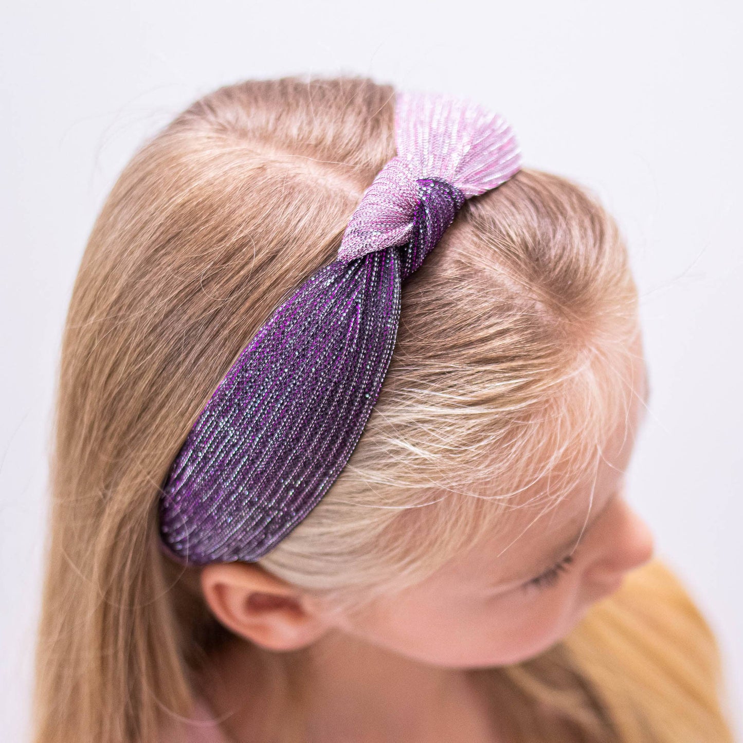 Two-Tone Pleated Knot Headband - Purple