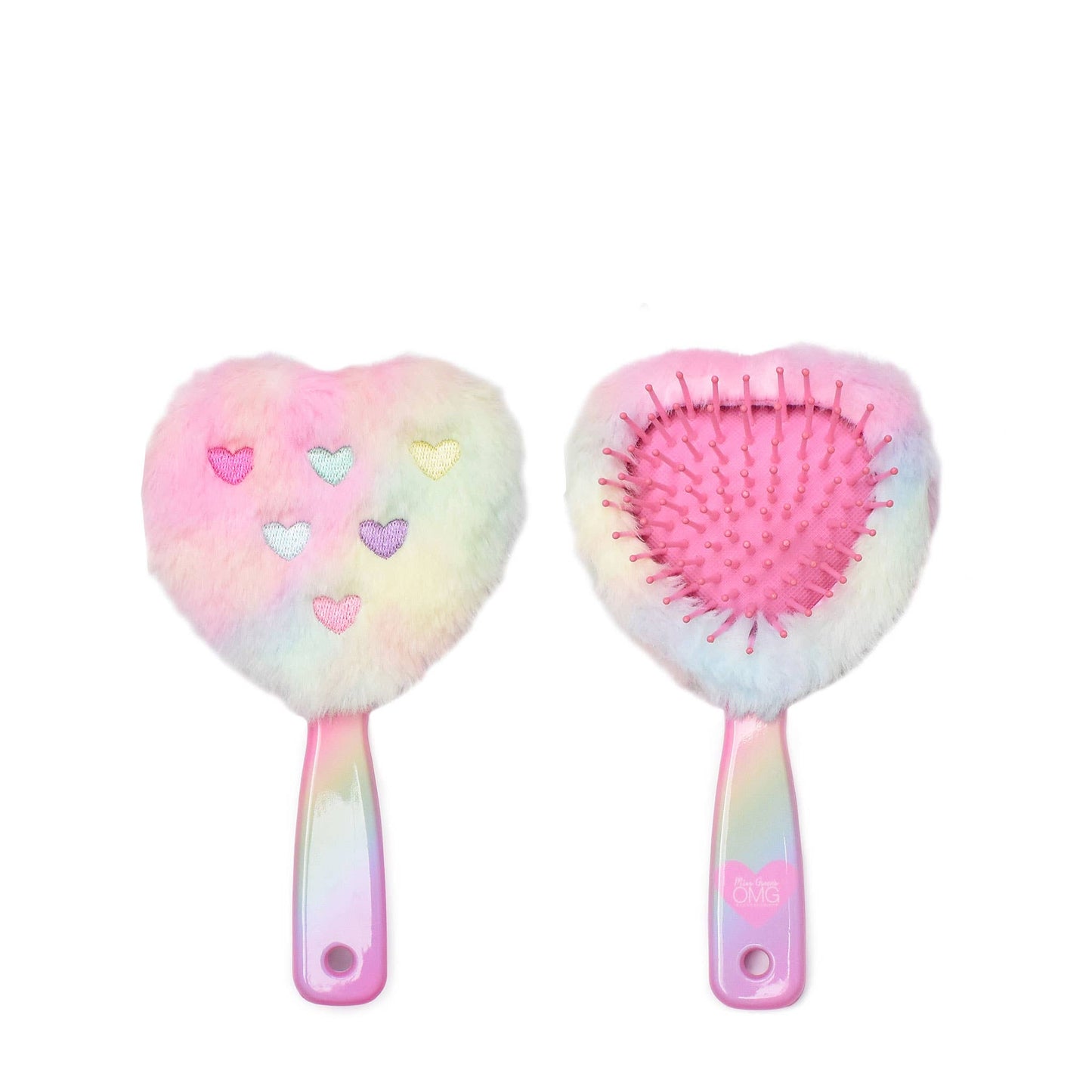 Heart Embroidered Plush Hairbrush