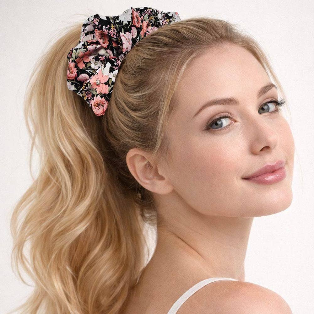 Oversized Floral Bloom Print Scrunchies