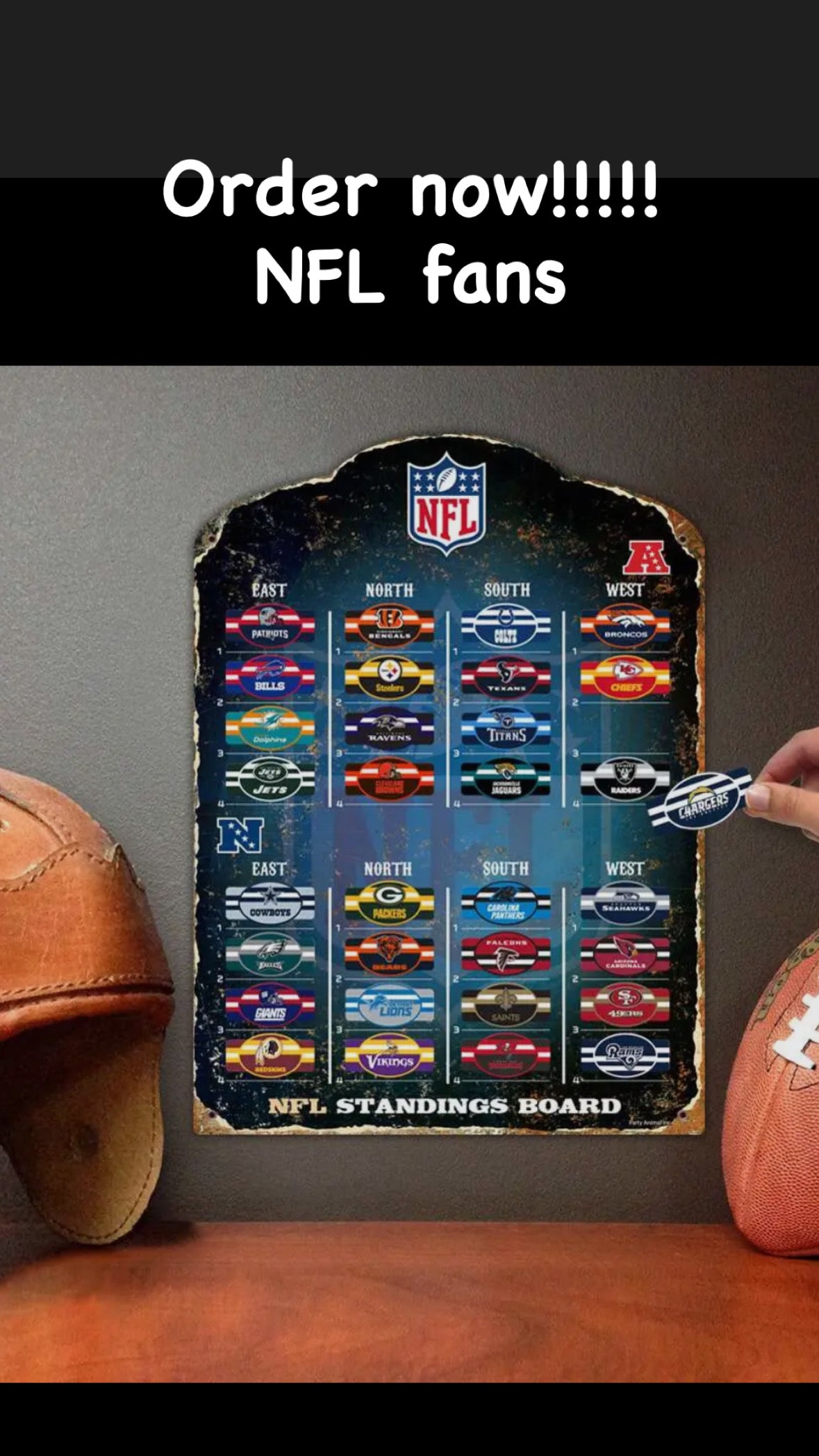 NFL Magnetic Standings Board