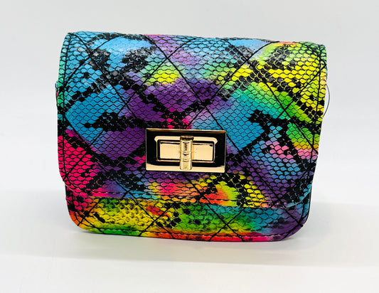 Hana Rainbow Snake Skin Bag