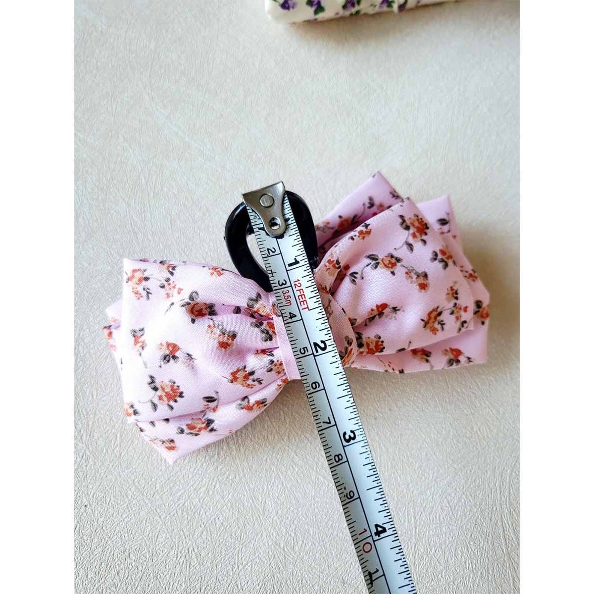 Floral Print Bow Claw Clips