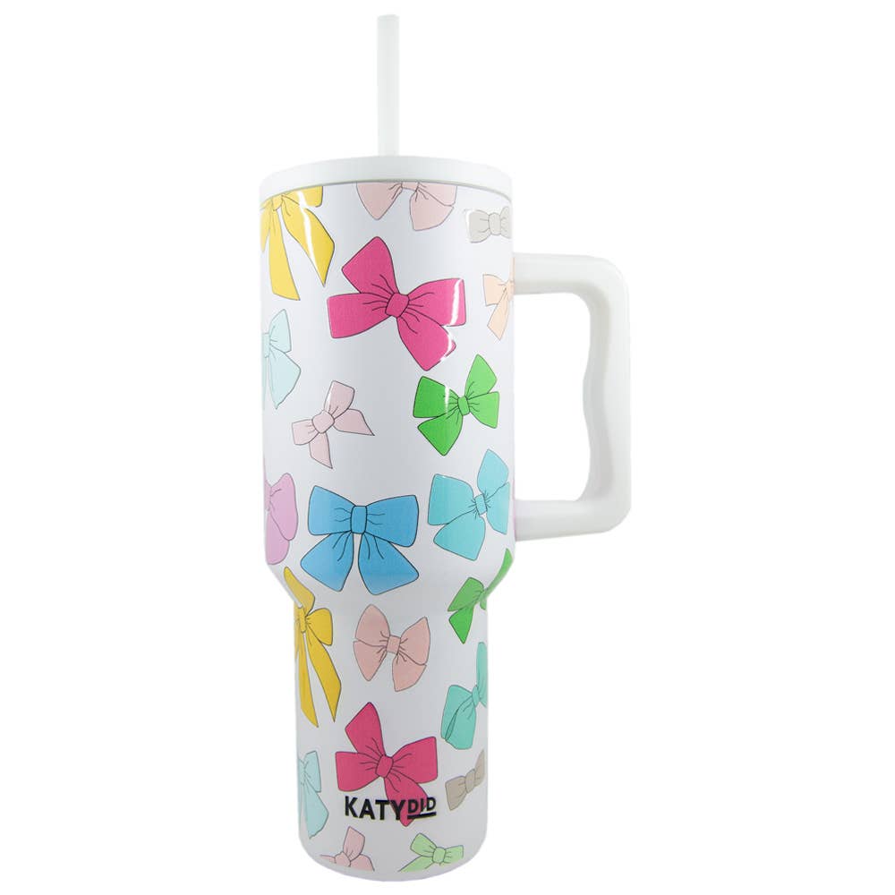 Multicolored Bow 38 Oz Tumbler w/ Handle