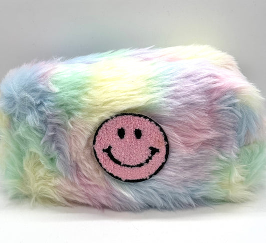 Smiley Faux Fur Cosmetics Bag