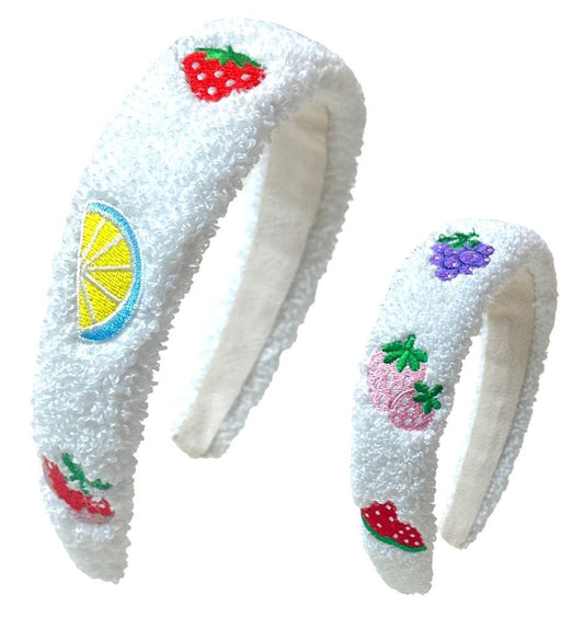 Bari Lynn Embroidered Fruit Terry Headband