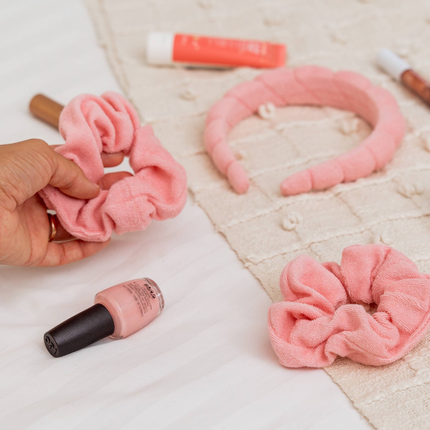 Spa Terry Headband & Scrunchie Wristband Set