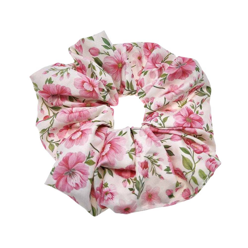 Oversized Floral Bloom Print Scrunchies