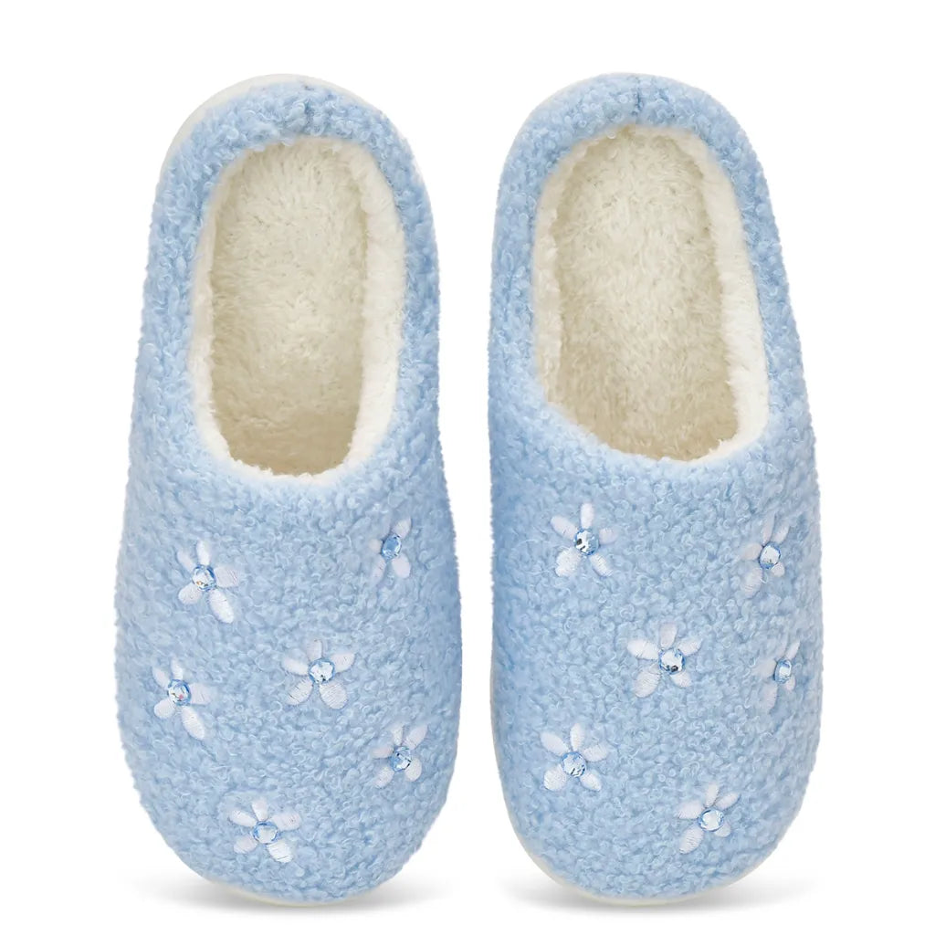 Blue Ditsy Slippers