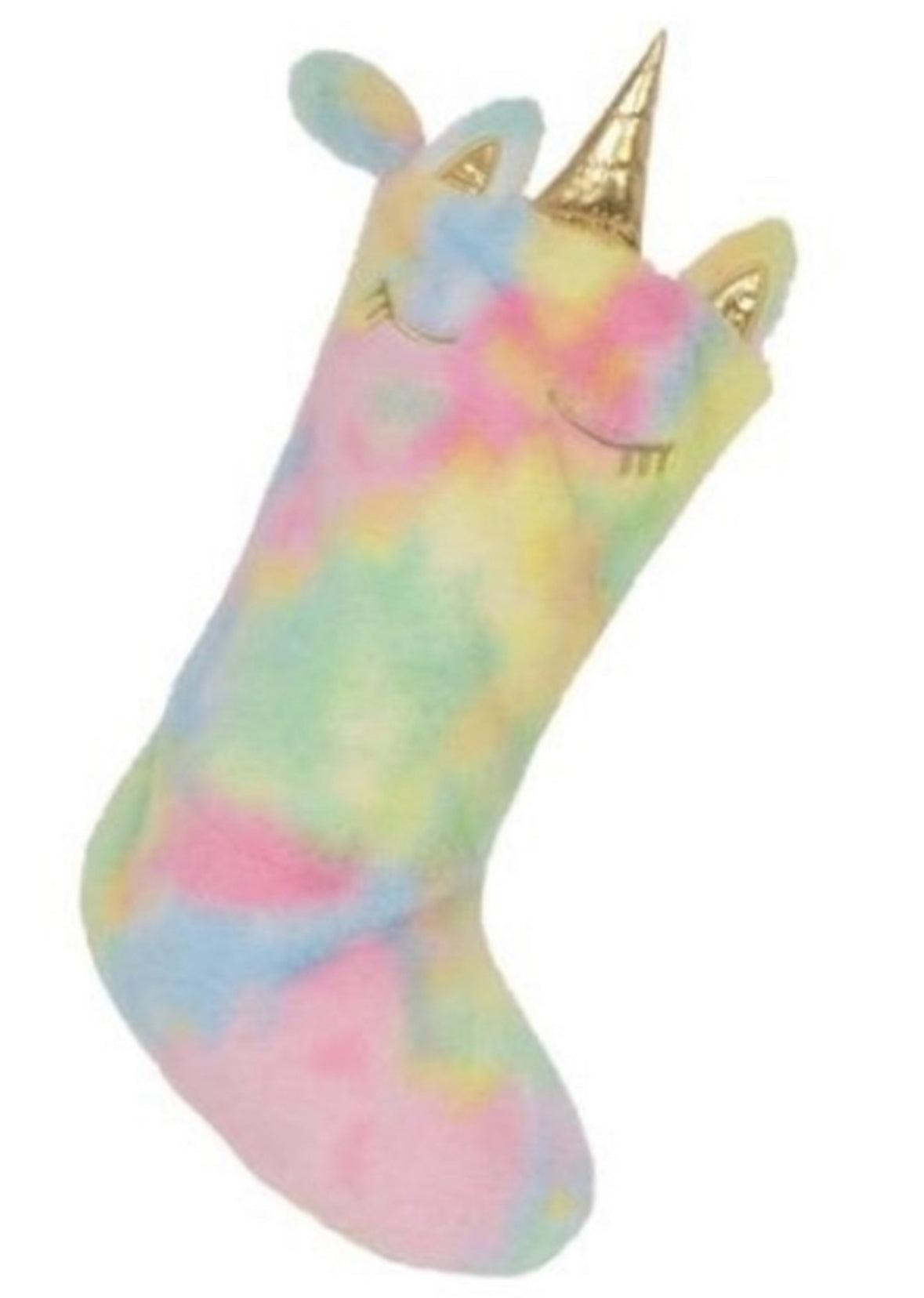 Tie dyed fuzzy Unicorn Christmas Stocking