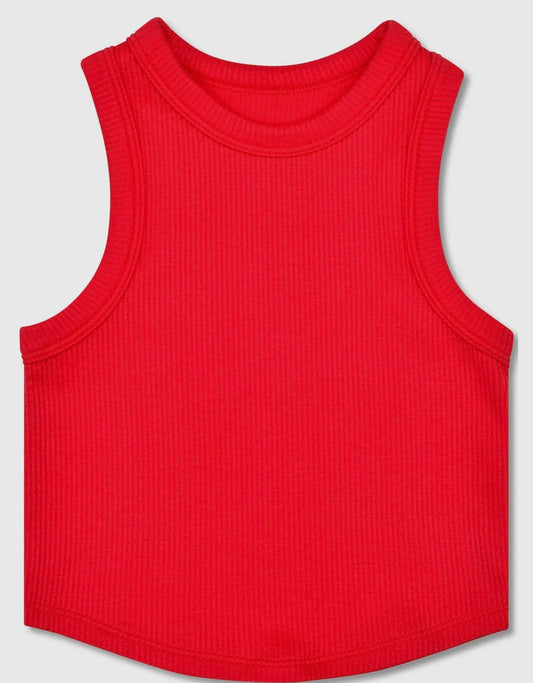 Cherry Red Cropped Ribbed Racerback Top