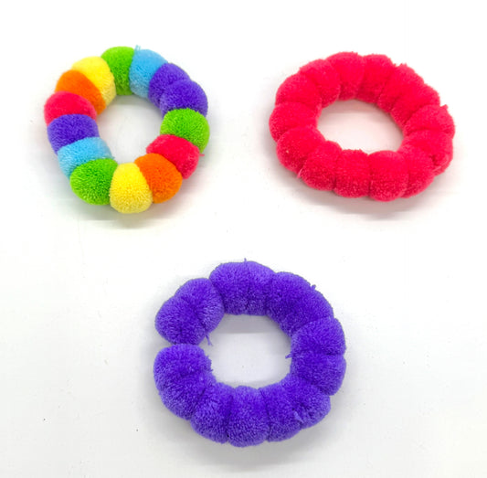 Pom Pom Set of 3 Scrunchies