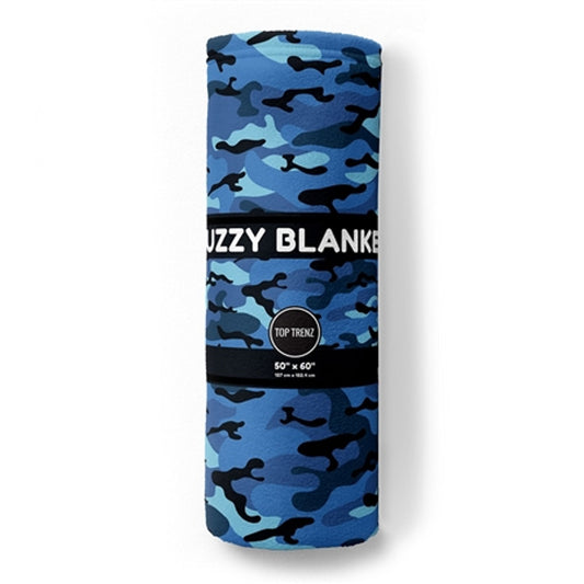 Blue Camo Fuzzy Blanket