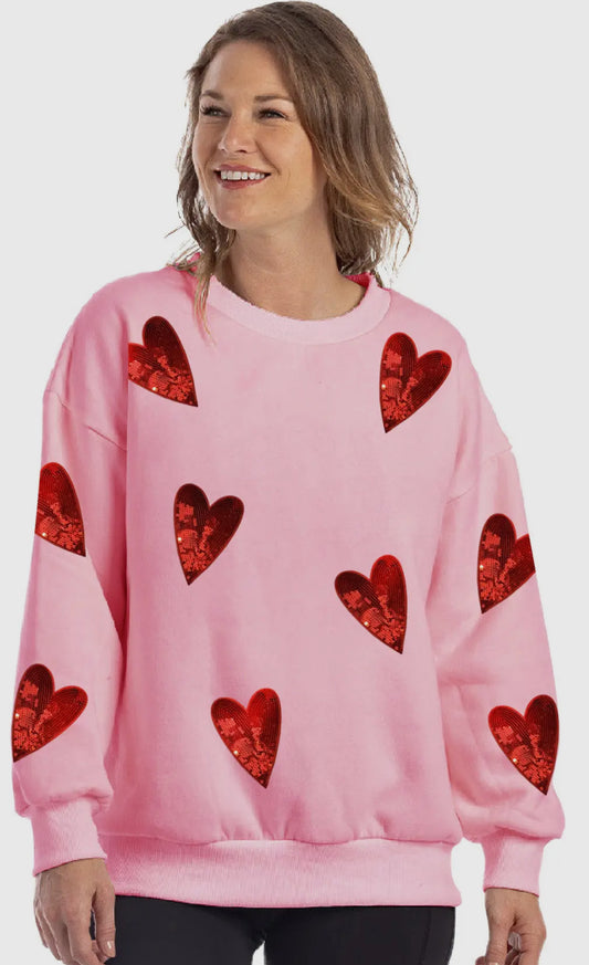 Women’s Sequin Heart Sweatshirt