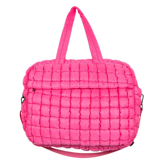 Hot Pink Quilted Duffel Weekender Bag