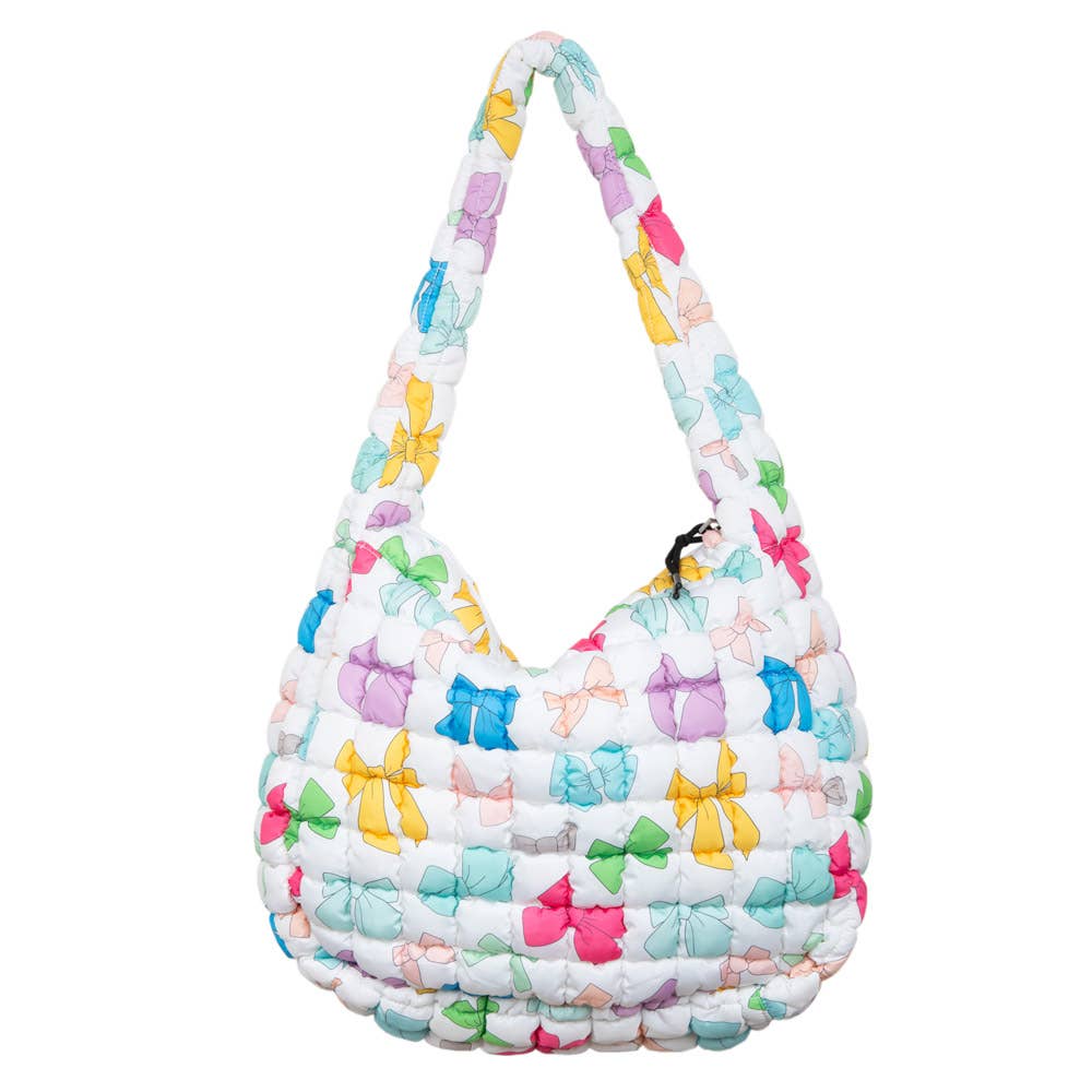 Coquette Bow Quilted Tote Bag